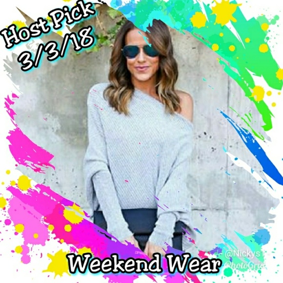 Tops - ❌SOLD❌ Gray knit off shoulder top, sz small